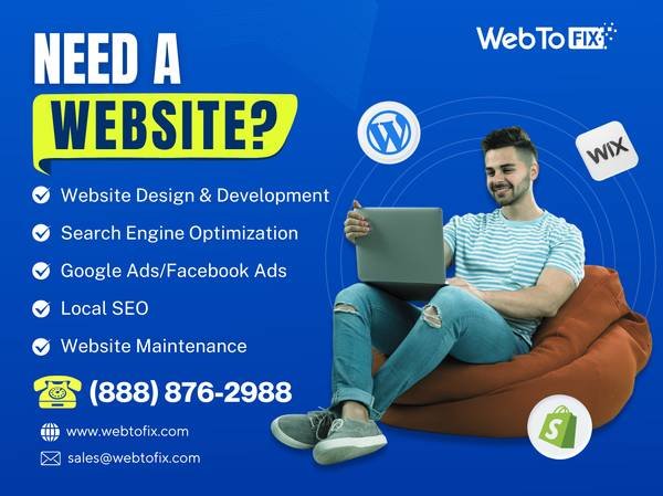 Web Design and Website Designer for Wordpress, Shopify, Google Ads, and SEO with Best Price, Support, and Maintenance, Call (888) 876-2988s
