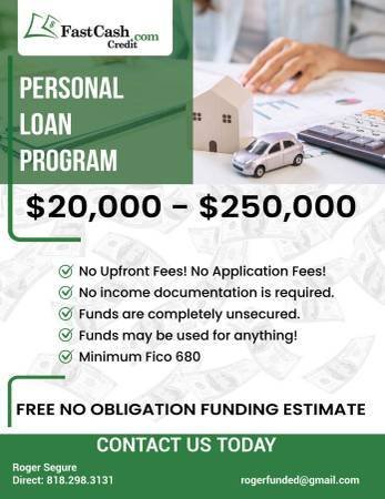 $20,000 to $250,000 Biz and Personal Loans – 20 Years in Business (No Income Needed, No Upfront Fees) $20,000 to $250,000 Biz and Personal Loans – 20 Years in Business (No Income Needed, No Upfront Fees)