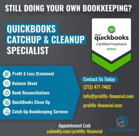 QuickBooks Bookkeeper: Small Business Bookkeeping and Accounting Services (Los Angeles - Hollywood, Downtown LA & K-Town Areas) QuickBooks Bookkeeper: Small Business Bookkeeping and Accounting Services (Los Angeles - Hollywood, Downtown LA & K-Town Areas)