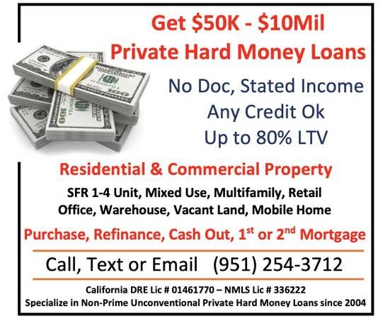 Hard Money Commercial Loans - No Doc Stated Income (951-254-3712 Los Angeles CA) Hard Money Commercial Loans - No Doc Stated Income (951-254-3712 Los Angeles CA)