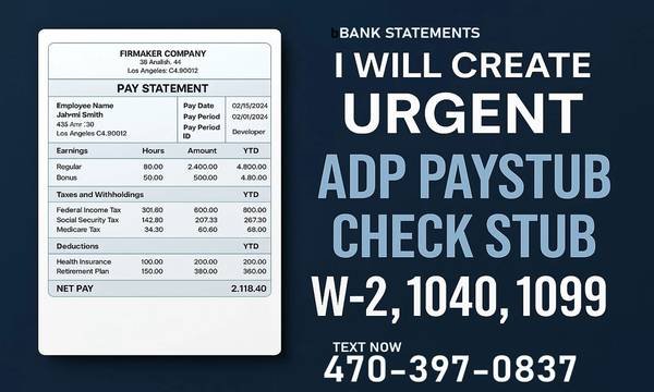 High-Detail Pay and Bank Stubs Statements W2 Accuracy You Can See High-Detail Pay and Bank Stubs Statements W2 Accuracy You Can See
