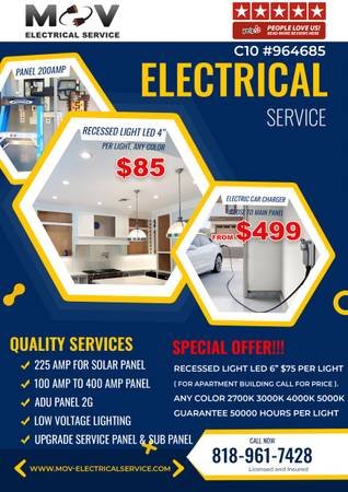 Licensed C-10 Electrician for 200AMP Panel, Rewiring, and EV Charger Installation – Call 8189617428 Licensed C-10 Electrician for 200AMP Panel, Rewiring, and EV Charger Installation – Call 8189617428