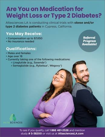 Patients Receiving Treatment for Weight Loss or Type 2 Diabetes Needed (Cypress)s