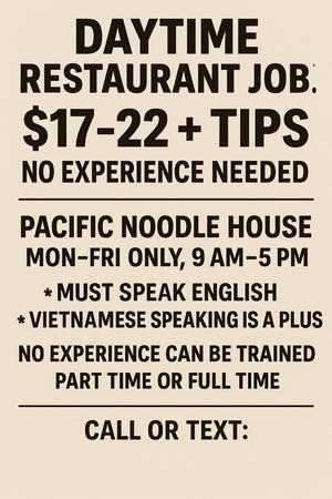 Daytime Restaurant Job! $17–$22 + Tips, No Experience Needed (Compton)s